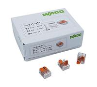Wago 221-412 Connection Terminal 2 Conductors with Actuating Lever 0.2-4 mm² Small Design Transparent Pack of 200