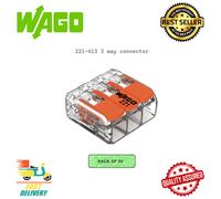 WAGO 221 - 413 3 Way Reusable Electrical Wire Cable Connectors Compact UK