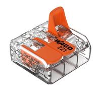 WAGO 221-413 Compact Splicing Connector, for all conductor types, max. 4 mm², 3-conductor with levers, transparent housing, 221-413/995-012 (Pack of 12)