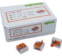 WAGO 221-413 Pluggable Terminal Block, 3 Ways, 450 V, 32 A, 24 AWG, 12 AWG (100 pieces)