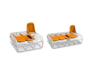 Wago 221-413 Splicing Connector 3 Conductors 0.14-4 mm². Pack of 50 Bundle with 25 piece Wago connection Block with 5 conductors and the actuating lever 0.2-4 mm², 221-415, orange