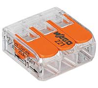 WAGO 221-413/VE00-2500 221 Series 3 Conductor AWG 24 - 12 Transparent Body Connector w/Levers - 50 item(s)