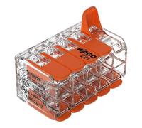 WAGO 221-420 Compact Splicing Connector, for all conductor types, max. 4 mm², 10-conductor with levers, transparent housing, 221-420/995-005 (Pack of 5)