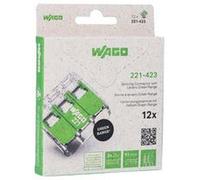WAGO 221-423/995-012 SPLICE LEVER CONNECTOR, 3 WAY, 4MM, 12PK