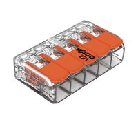 Wago 221-615 6mm² 5-Way Compact Splicing Connector - Transparent (15 Full Box)