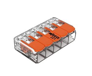 WAGO 221-615 LEVER-NUTS® - 5-Conductor Compact Splicing Connectors for 10 AWG (Box of 25)