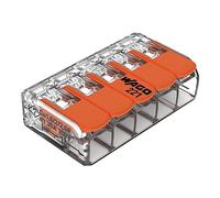 WAGO 221-615; Splicing connector with levers; for all conductor types; max. 6 mm²; 5-conductor; transparent housing; Surrounding air temperature: max 85°C (T85); 6,00 mm²; transparent Pack of 6
