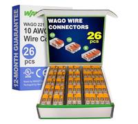 WAGO 221-61x Series 10AWG Splicing Wire Connector Assortment Pack 26pc | Compact Lever Nuts Assortment with Case | Includes (10x 221-612), (10x 221-613), (6X 221-615)