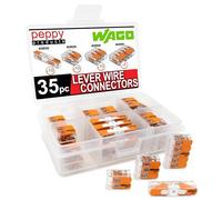 WAGO 221 Lever Nuts 35pc Compact Splicing Wire Connector Assortment with Case. Includes (10x) 221-2401, (10x) 221-412, (10x) 221-413, (5X) 221-415