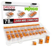 WAGO 221 LEVER-NUTS 78pc Compact Splicing Wire Connector Assortment with Case. Includes (34x) 221-412, (26x) 221-413, (18x) 221-415