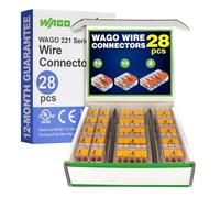 WAGO 221 Series Compact Splicing Wire Connector Assortment Pack 28pc | 221 Series Assortment with Case | Includes (10x 221-412), (10x 221-413), (8X 221-415)
