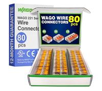 WAGO 221 Series Compact Splicing Wire Connector Assortment Pack 80pc | 221 Series Assortment with Case | Includes (40x 221-412), (25x 221-413), (15x 221-415)