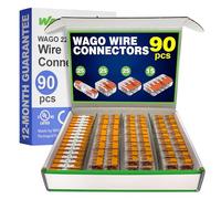 WAGO 221 Series Lever Nuts | Compact Splicing Wire Connectors Assortment Pack 90pc | 221 Series Assortment with Case | Includes (25x 221-2401), (25x 221-412), (25x 221-413), (15x 221-415)