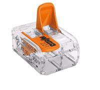 WAGO 222-412 2-Port Lever Cage Clamp Terminal Block Connectors - Clear/Transparent (Pack of 10)
