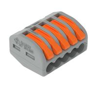 WAGO Classic Splicing Connector, for all conductor types, max. 4 mm², 5-conductor, with levers, gray housing, Surrounding air temperature, max 40°C, 2,50 mm², gray, 222-415 (40 pcs)
