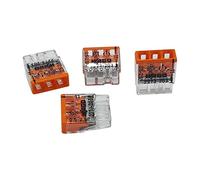 WAGO 2273-203 Compact Junction Box Terminal, 3-pin, 0.5-2.5 mm², Copper/Aluminium, Transparent, Orange Lid, 105°C, UL, IEC