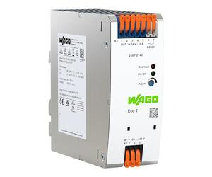 WAGO 2687-2146 ECO2 Compact Power Supply, 1-Phase, 24VDC, DIN-rail, 10A (Pack of 1)