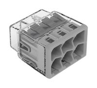 WAGO COMPACT splicing connector; for solid and stranded conductors; max. 4 mm²; 6-conductor; Gray cover; Surrounding air temperature: max 85°C (T85); 4,00 mm²; transparent, 2773-406 (50 pcs)