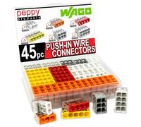 Wago 2773 Wall Nuts 45pc Push-in Wire Connector Assortment Kit with Case | Splicing for Solid and Stranded Electrical Conductors | 2773-402, 2773-403, 2773-404, 2773-405, 2773-406, 2773-408