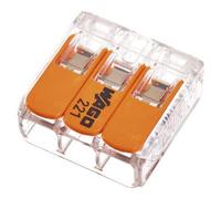 Wago 413 3-Core Connection Terminal with Control Lever 0.2 to 4 m² Small Transparent Design Pack of 20