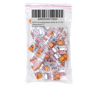 WAGO 50 Pieces 221-412 Connection Terminal 2 Wires with Lever 0,2-4 qmm Small Design, Transparent