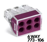 Wago Push Wire Connector 6-Conductor Terminal Block Housing - 773-106