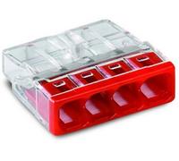 Wago Compact Push Wire 4-Wire Splice Connector 2.5mm (Pack of 100) - Transparent/Red