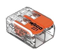 WAGO Compact Splicing Connector, for all conductor types, max. 4 mm², 2-conductor with levers, transparent housing,4,00 mm²,transparent, 221-412/995-016 (Pack of 16)