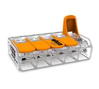 WAGO Compact Splicing Connector, for all conductor types, max.6 mm², 5-conductor,with levers, transparent housing, Surrounding air temperature, max 85°C (T85), 6,00 mm², transparent, 221-615 (15 pcs)
