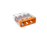 WAGO COMPACT splicing connector; for solid and stranded conductors; max. 4 mm²; 3-conductor; orange cover; Surrounding air temperature: max 85°C (T85); 4,00 mm²; transparent, 2773-403 (100 pcs)