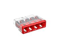 WAGO COMPACT splicing connector; for solid and stranded conductors; max. 4 mm²; 4-conductor; red cover; Surrounding air temperature: max 85°C (T85); 4,00 mm²; transparent, 2773-404 (80 pcs)