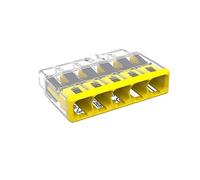 WAGO COMPACT splicing connector; for solid and stranded conductors; max. 4 mm²; 5-conductor; yellow cover; Surrounding air temperature: max 85°C (T85); 4,00 mm²; transparent, 2773-405 (60 pcs)