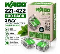 WAGO Green Range Terminal Block 2 Wire to 4 mm² Splicing Connectors 2 Pole with