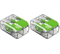 WAGO Green Range Terminal Block 2-Wire, to 4 mm², Splicing Connectors 2-Pole with Lever for All Conductor Types Pluggable, 221-422, 16 pcs (Pack of 2)
