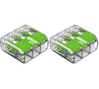 WAGO Green Range Terminal Block 3-Wire, to 4 mm², Splicing Connectors 3-Pole with Lever for All Conductor Types Pluggable, 221-423, 50 pcs (Pack of 2)