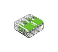 WAGO Green Range Terminal Block 3-Wire, to 4 mm², Splicing Connectors 3-Pole with Lever for All Conductor Types Pluggable, 221-423, 50 pcs