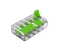 WAGO Green Range Terminal Block 5-Wire, to 4 mm², Splicing Connectors 5-Pole with Lever for All Conductor Types Pluggable, 221-425, 25 pcs
