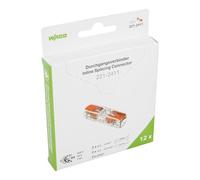 WAGO Inline Splicing Connector with Lever, for All Conductor Types, max. 4 mm², 2-Conductor, Transparent housing, 4,00 mm², 221-2411/995-012 (Pack of 12)