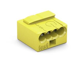 WAGO MICRO PUSH WIRE connector for junction boxes; for solid conductors; 0.8 mm Ø; 4-conductor; light gray cover; Surrounding air temperature: max 60°C; yellow, 243-504 (100 pcs)