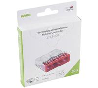 Wago Socket Terminal Rigid: 0.5-2.5mm² Number of pins (num): 4 20 pcs. Transparent,Red