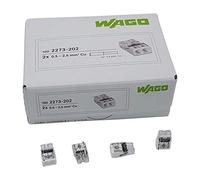 100 Pieces Wago 2273-202 Compact Junction Box Terminal Ø 0.5-2.5 mm², 2-pin, Transparent/White