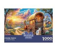 Wagon Journey 1000 Pieces Puzzle for Home Wall Decor -Donkey Rustic Barn Landscape Fun Present & Activity for Adults Kids Great Gift Idea38x26cm/1000pcs
