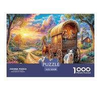 Wagon Journey Jigsaw Puzzles for Adults: Covered Wagon with Dogs 1000 Piece for Women, Gifts for Men 52x38cm/1000pcs