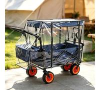 Wagon Rain Cover, Folding Clear Trolley Rain Cover with Zippered Side Door, 92x51x75cm Waterproof Trolley Cart Cover for Shopping, Garden, Camping, Picnic and Outdoor Use(Trolley Not Included)