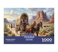 Wagon Train Journey Jigsaw Puzzles Puzzle for Adults Kids. 1000 Piece Desert Plateau Great Gifts Challenge Toy Home Decoration for Adults& Kids Age 14 Years Up 52x38cm/1000pcs