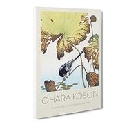 Wagtail Bird On A Lotus Plant By Ohara Koson Canvas Print | Gallery Wrapped 30mm Frame Wall Art | 24x16 inches | Ready to Hang | Asian Animals Picture | Living Room Bedroom Lounge Office
