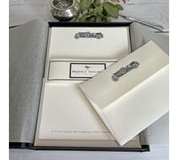 Wagtail Designs Personalised A5 Writing Paper and Envelopes with a Choice of Illustration in Lovely Black Box with Ribbon (A5 Paper/Envelopes - Qty 36) (Bentley Blower)