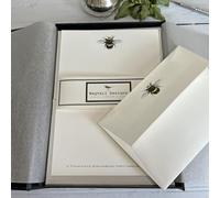 Wagtail Designs Personalised Writing Paper and Envelopes with a Bumble Bee Illustration in Lovely Black Box with Ribbon (A5 Paper/Envelopes - Qty 36) (Bumble Bee)