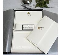 Wagtail Designs Personalised Writing Paper and Envelopes with a Robin Illustration in Lovely Black Box with Ribbon (A5 Paper/Envelopes - Qty 36) (Robin)