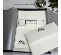 Wagtail Designs Writing Paper Gift Set with a Border Collie Illustration in a Lovely Black Box with Ribbon (18 Sheets and 18 envelopes)